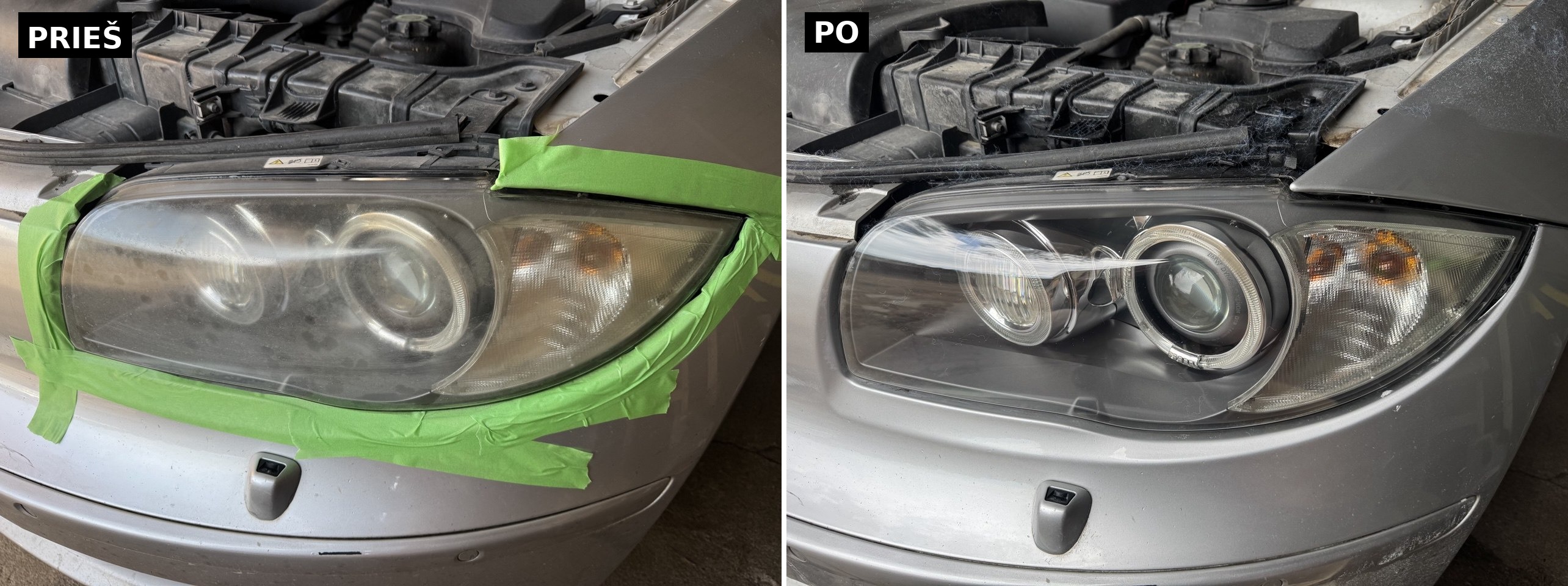Žibintų poliravimas prieš ir po